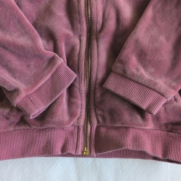 gymboree dusty rose pink velour bomber zip-up jacket 6-12 months baby girl - Picture 4 of 5